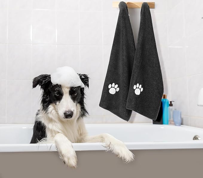 Microfiber Dog Towels for Drying Dogs, Super Absorbent and Soft Pet Towel, 40 Inch X 23.6 Inch, Perfect Dog Shower & Bath Supplies for Large, Medium or Small Dogs, Black