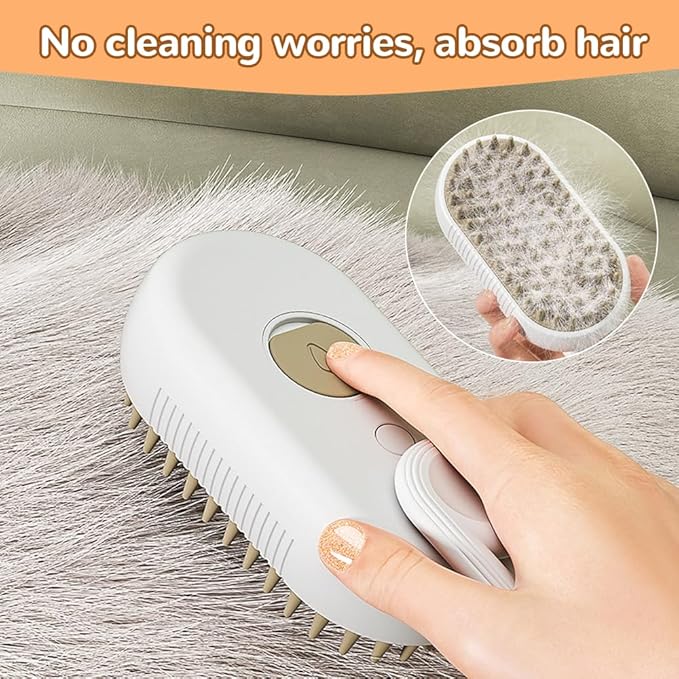 Cat Steam Brush, New 3 in 1 Pet Steam Groomer Brush, Rechargeable Pets Steam Groomer Comb for Massaging and Cleaning Shedding Pet Hair, Multifunctional Hair Removal Comb Cats and Dogs (White)