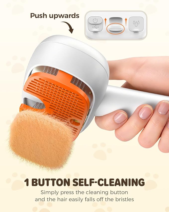Pet Steam Brush for Dog &Cat, 3-in-1 Self-Cleaning Dog Brush Pet Spray Hair Removal Comb, 2 Spray Modes Rechargeable Deshedding Dog Steam Spray Hair Brush for Shedding Massaging Cleaning (Green)