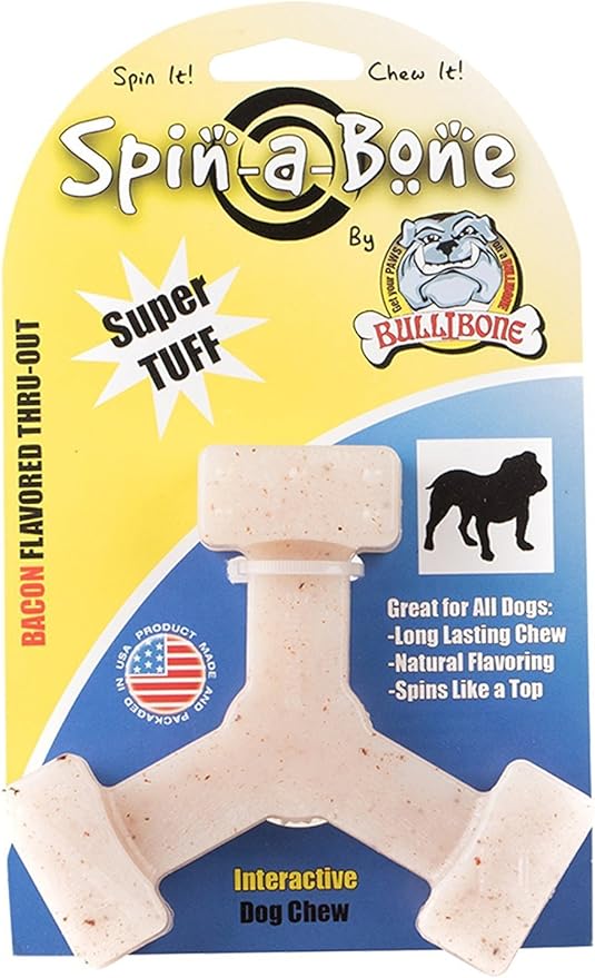 Bullibone Nylon Dog Chew Toy Spin-a-Bone - Interactive Dog Toy, Triggers Natural Instincts, and Improves Oral Health