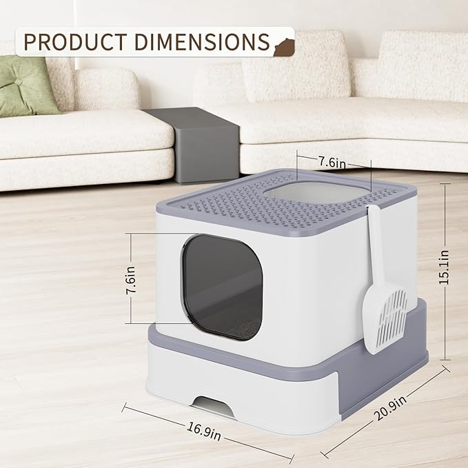 RIZZARI Stainless Steel Cat Litter Box: Large Leak-Proof Odor-Free Design - XL Gray - for Indoor Cats Pet Owners Solution