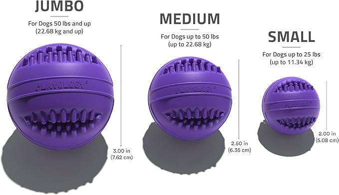 Playology Dog Toys | Dental Chew Ball Gentle on Gums | Jumbo Pork Sausage Scented Toy - Easy to Clean and Made from Non Toxic Materials