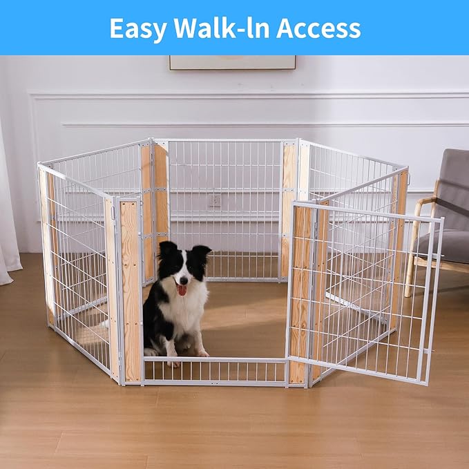 Heavy Duty Dog Playpen 32 Inch Height - Indoor Outdoor Pet Fence Enclosure for Medium and Small Dogs - Foldable Puppy Exercise Pen for Indoor and RV Camping or Yard (4 Panels, 32" H (White))