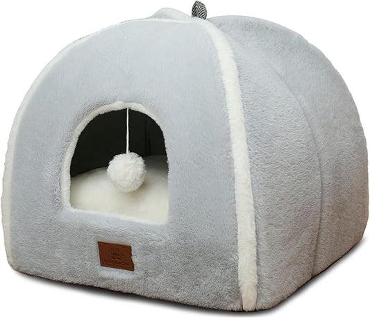 Cat Bed for Indoor Cats - Cat Cave Bed Cat House Cat Tent with Removable Washable Cushioned Pillow, Soft and Self Warming Kitten beds,Cat Beds & Furniture,for Small and Medium Pet Bed.