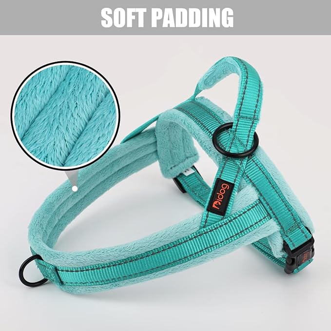 Didog Soft Flannel Padded Dog Vest Harness, No Pull/Quick Fit Reflective Dog Strap Harness, Easy for Training Walking (S:Chest 18-22", Green)