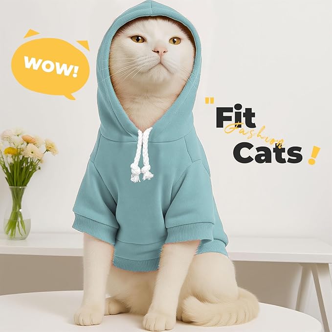 PETCARE Dog Hoodie Sweaters for Small Medium Dogs Cats Cute Soft Warm Fleece Puppy Sweaters Dog Clothes Hoodies Sweatshirt Reflective Fall Winter Chihuahua Yorkie French Bulldog Outfits, Blue