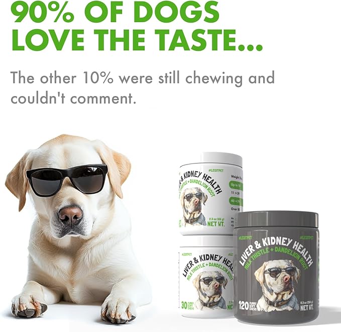 Liver & Kidney Support for Dogs Detox Natural Supplement with Milk Thistle Dandelion Root Turmeric Curcumin Hepatic Support Treats for Canine Liver Function, Immunity & Digestion 120 Soft Chews