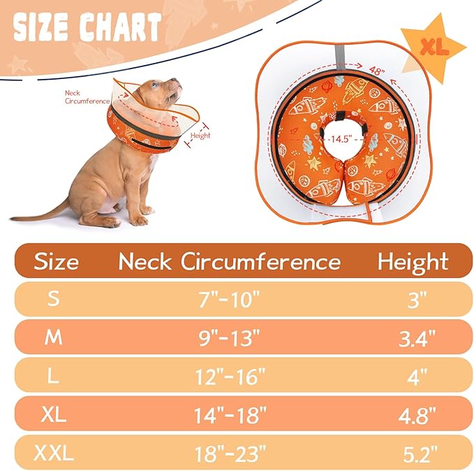 Elevated Inflatable Dog Cone Collar to Stop Licking, Dog Donut Collar After Surgery, Soft Dog Cone Alternative for Small Medium Large Dogs