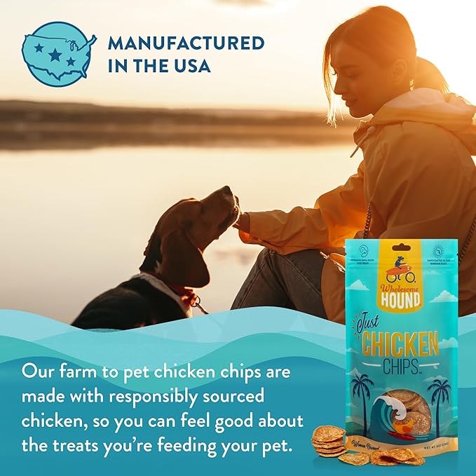 Just Chicken Chips | Premium Single Ingredient & Healthy Dog Treats | All Natural | Training Treats for Small to Large Dogs | Made in USA - 8oz