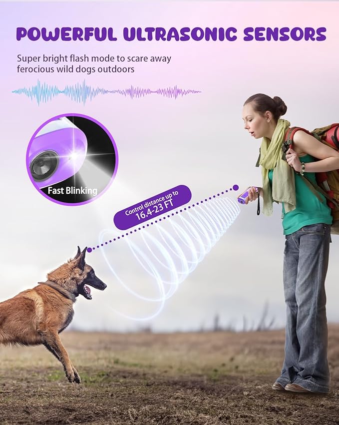 Dog Bark Deterrent Devices with 23FT Range – Ultrasonic Bark Control for Small Medium Large Dogs, Safe & Effective Portable Anti Barking Device for Women Indoor Outdoor Use