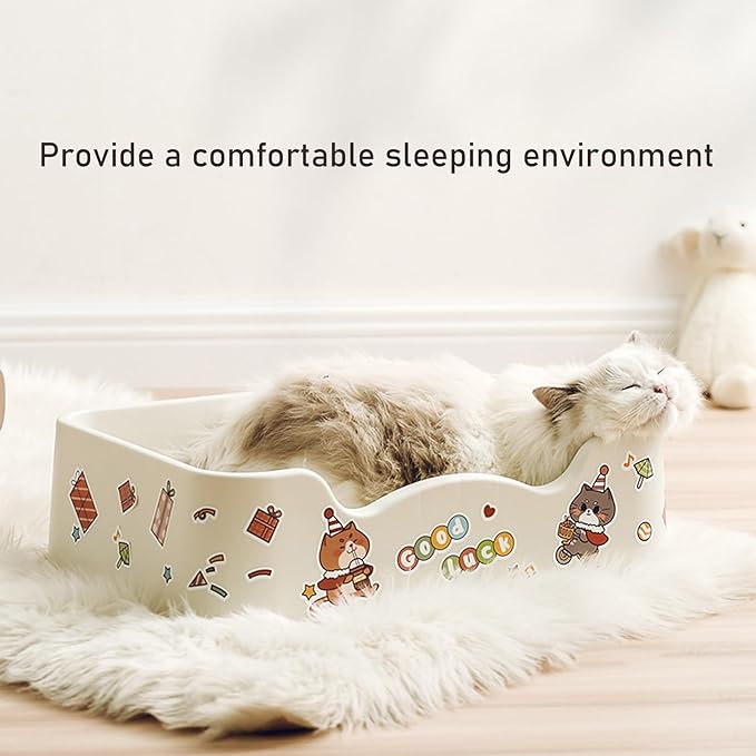 Plastic Cat Bed 100% Recycled Plastic - Cat Bed Durable Washable Breathable & Antislip Easy to Clean Great for Small -White