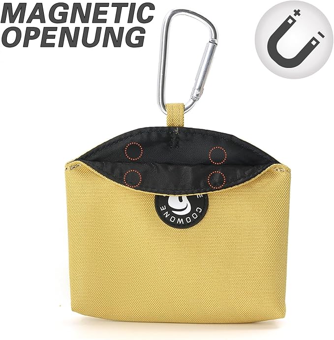 COOWONE Dog Treat Pouch Magnetic Closure Small Dog Training Treat Pouch Pocket Sized Small Dog Treat Pouch with Clip (Khaki)