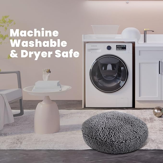 Muddy Mat®Cloud K-9 Bed for Dogs & Cats, Soft & Relaxing Round Dog Bed, Chenille Material, Removable Cover, Washable & Dryer Safe–Grey Medium(35'x35')