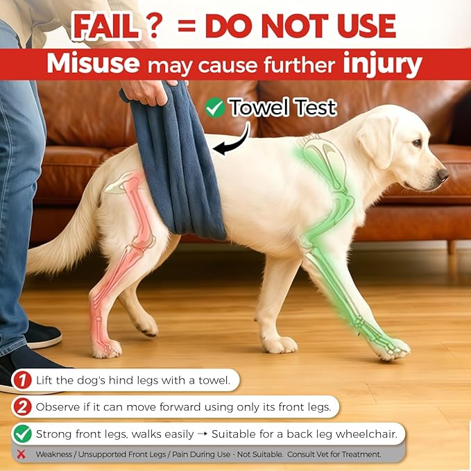 2024 Upgraded Dog Wheelchair for Back Legs Small Wheelchair for Dogs with Disabled Hind Legs Walking Adjustable Dog Carts with Heavy Duty Wheels