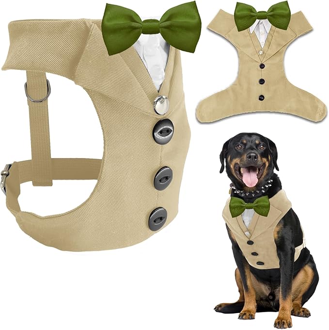 AVERYDAY Dog Tuxedo for Wedding Outfit, Dog Suit and Tie Costumes for Birthday, Halloween, Cosplay, Christmas Party, Pet Formal Wear with Bowtie, Tux for Medium Large Dogs, Bulldog, Labrador, Husky
