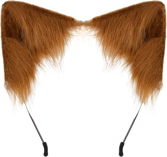 Cat Ears and Wolf Fox Animal Tail Cosplay Costume Faux Fur Hair Clip Headdress Halloween Leather Neck Chocker Set