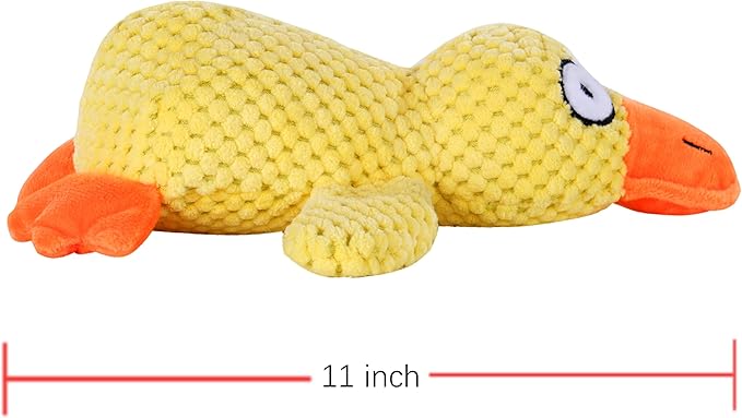 Tamu style Calming Yellow Duck Dog Toy – 11 Inch, Plush, Squeaky, Silly Face, Composite Fabric, Embroidered Eyes for Small and Medium Dogs