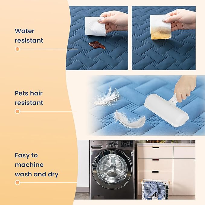 gogobunny 100% Double Sided Waterproof Dog Blanket Soft Pet Bed Cover Reversible Protect Furniture Couch Sofa Car for Puppy Cat Kids (Dark Blue/Light Blue, 30x30 Inch (Pack of 1))