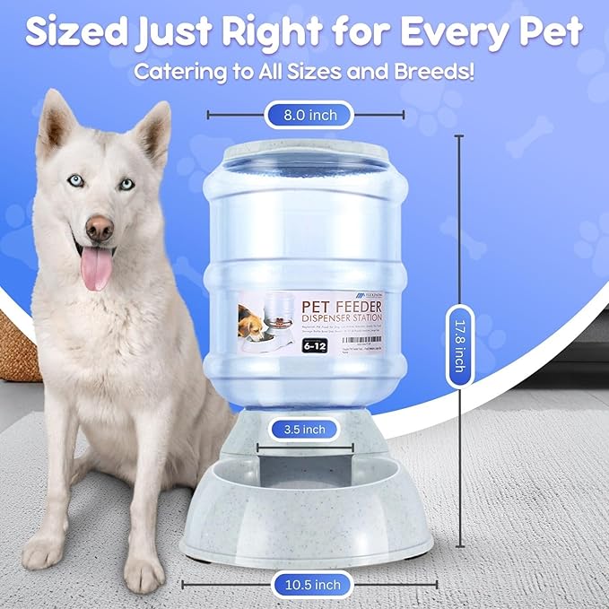 Flexzion Gravity Pet Feeder Food Dispenser (6-12 lb Size) Automatic Replenish Dry Food Storage Container Bowl for Small Medium Breed Dog Cat Animal Feeding Watering Fountain Supplies
