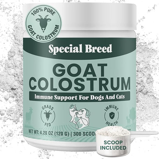 Special Breed Goat Colostrum for Dogs and Cats, Immune Support Supplement for Allergy and Itch Relief, Grass Fed Colostrum Powder - 300 Scoops