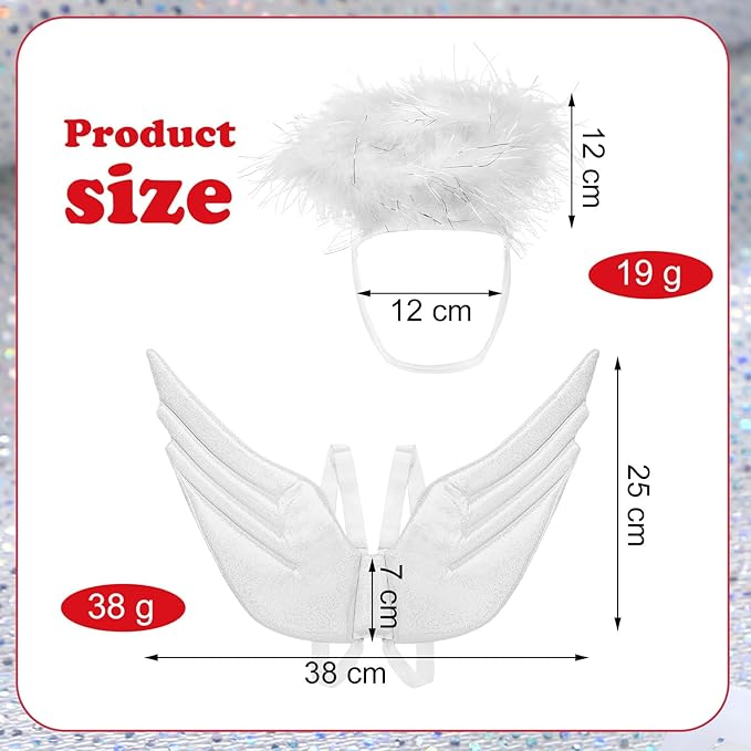 Pet Halloween Costume Angel Dog Costume Wings and Dog Devil Cat Angel Devil Cosplay Outfit Fits Many Pets for Christmas, Halloween Parties, Gifts for Dog & Cat Lovers(White, Red)