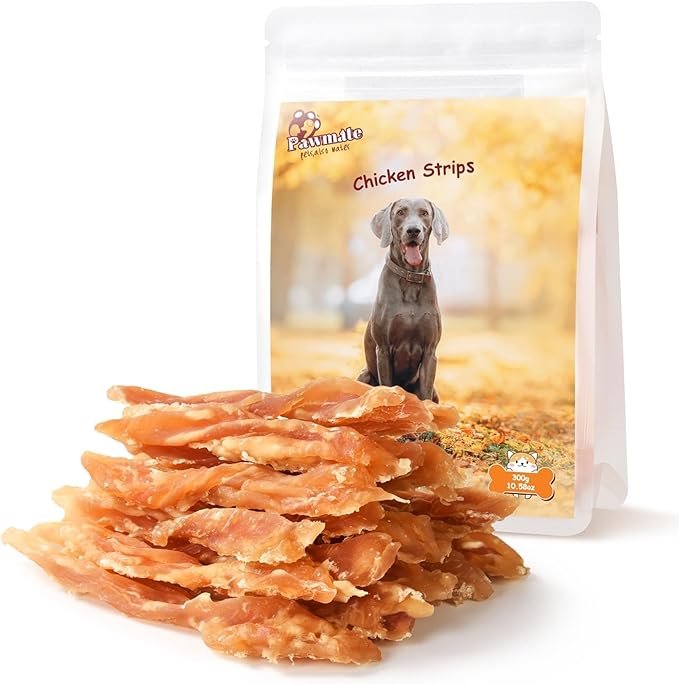 Dog Treats Chicken Jerky Strips for Dogs, Natural Healthy Dog Jekry with Taurine, Real Chicken Twists High Protain Low Fat, Training Rewards Treats for Small Medium Large Dogs 10.6oz