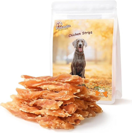 Dog Treats Chicken Jerky Strips for Dogs, Natural Healthy Dog Jekry with Taurine, Real Chicken Twists High Protain Low Fat, Training Rewards Treats for Small Medium Large Dogs 10.6oz
