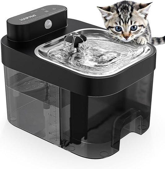Cat Water Fountain, Wastewater Separation & No Filter Cotton, Pet Water Dispenser with 101oz/3L Large Capacity Tank, Wireless Automatic Water Fountains for Cats Indoor Cat Watering Supplies