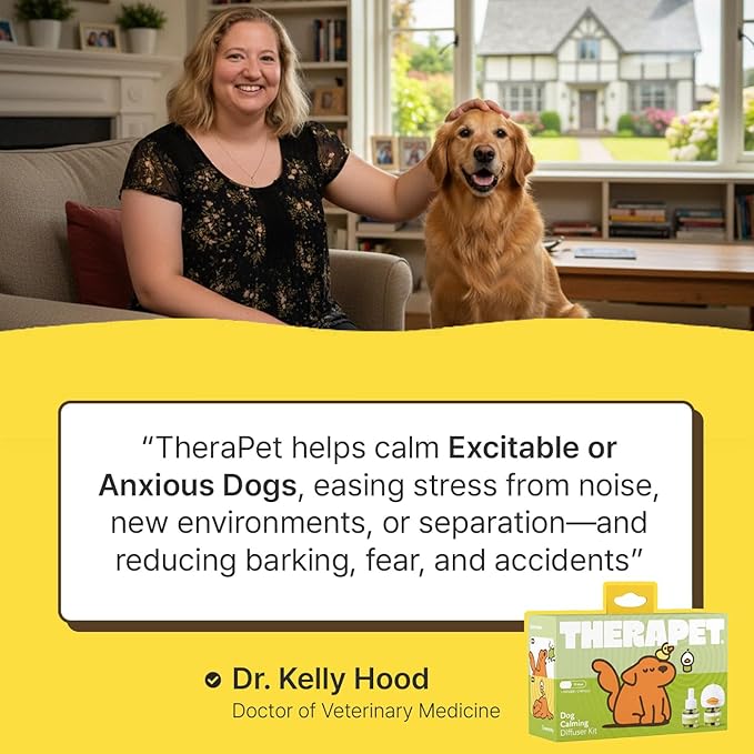 Therapet MD Dog Calming Diffuser - Pheromone Diffuser for Dogs Indoor Behavior Support, Anxiety Aid, 60 Day Long Lasting Refill Kit, Natural Formula