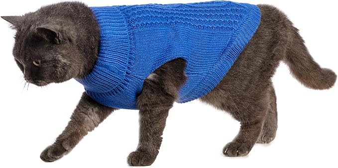 Stretchy Cat Sweater - 17 Colors & 6 Sizes | Snug Winter-Ready Knit for Boy/Girl Cats & Kittens(Dark Blue, X-Small)