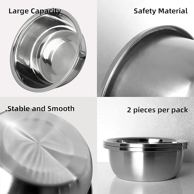 Stainless Steel Large Dog Food Bowl, 66 oz (10cup) Large Capacity Dog Water Bowl, Heavy Duty, BPA Free for Medium Dogs (2 pcs)