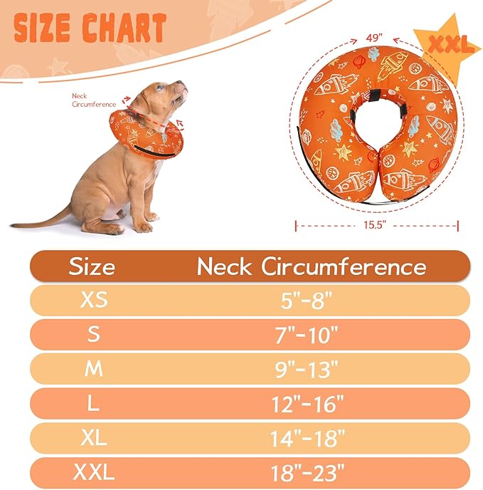 Inflatable Dog Cone Collar for After Surgery, Dog Donut Collar After Surgery, Soft Pet Cone for Small Medium Large Dogs to Stop Licking
