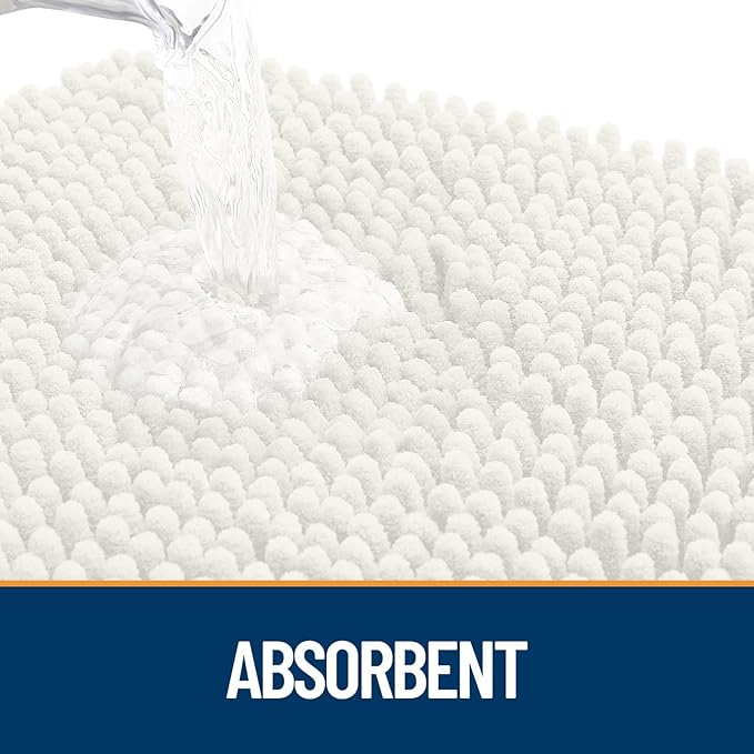 OLANLY Dog Door Mat for Muddy Paws 59x32, Absorbs Moisture and Dirt, Absorbent Non-Slip Washable Doormat, Quick Dry Chenille Mud Mat for Dogs, Entry Indoor Entryway Carpet for Inside Floor, Ivory