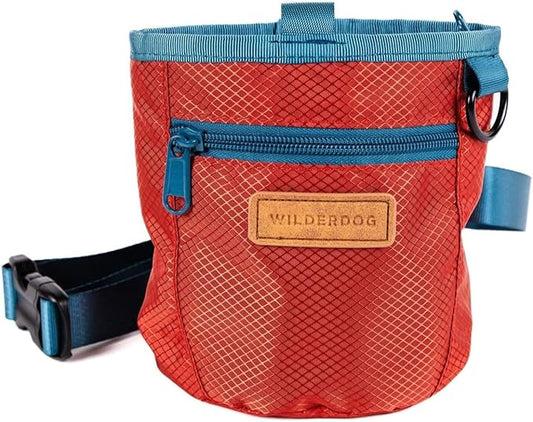 Wilderdog Dog Training Treat Pouch with Magnetic and Zipper Closure, Carabiner Attached, Adjustable Waist Strap - Cinnabar