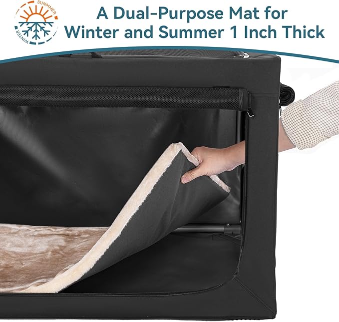 Petsfit 36inch Dog Crates for Medium Dogs with Thicken Plush Mat-36inch Foldable Design + Adjustable the Tightness Of the Cloth, Dog Crates