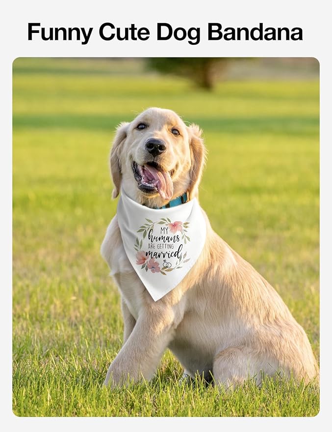 Funny My Humans are Getting Married Dog Bandana, White Wedding Photo Prop Pet Dog Triangle Scarf, Wedding Egagement Party Decorations Dog Bandana, Engagement Gifts for Dog Lovers