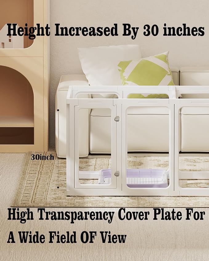 Acrylic Dog Playpen Indoor, Sturdy Clear Dog Play Pen with Door - 10 Panels, 30 Inch High, Easy Assembly, Clear Acrylic Playpen for Dogs, Puppy, Small and Medium Animal