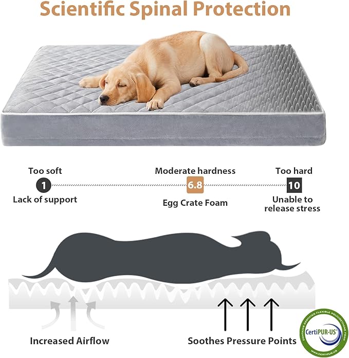 WNPETHOME Orthopedic XXL Dog Beds Large Sized Dog, Waterproof Extra Large Dogs Bed with Removable Washable Cover, Multi-Needle Quilting Dogs Crate Bed