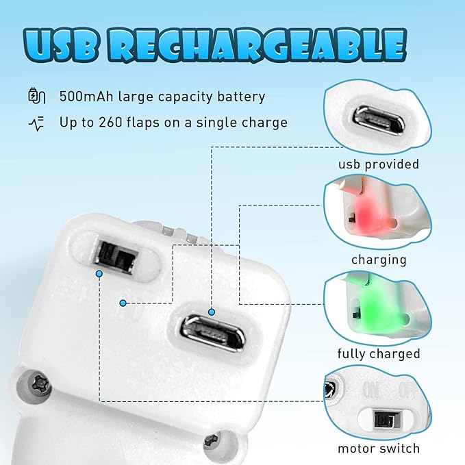 Cat Toys, Flapping Wings Blue-Bird, No Flying, Chirping Bird Interactive Catnip Toy for Kitten or Small Dogs, Touch Activated, Rechargeable