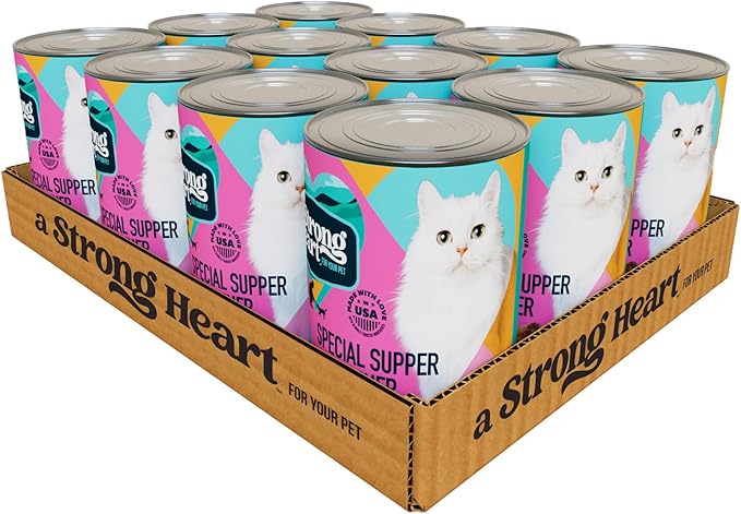 A Strong Heart Canned Wet Cat Food, Special Supper Dinner - 13.2 oz Cans (Pack of 12), Made in The USA with Real Turkey & Fish