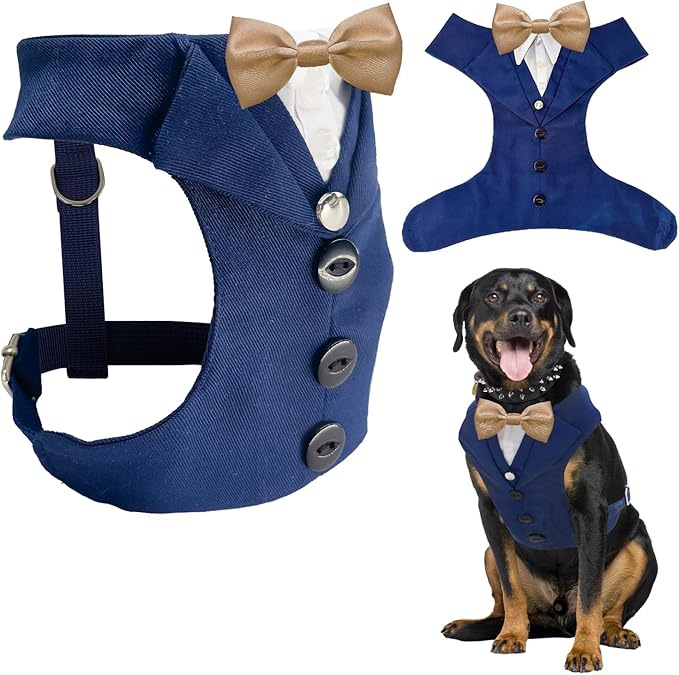 AVERYDAY Dog Tuxedo for Wedding Outfit, Dog Suit and Tie Costumes for Birthday, Halloween, Cosplay, Christmas Party, Pet Formal Wear with Bowtie, Tux for Medium Large Dogs, Bulldog, Labrador, Husky