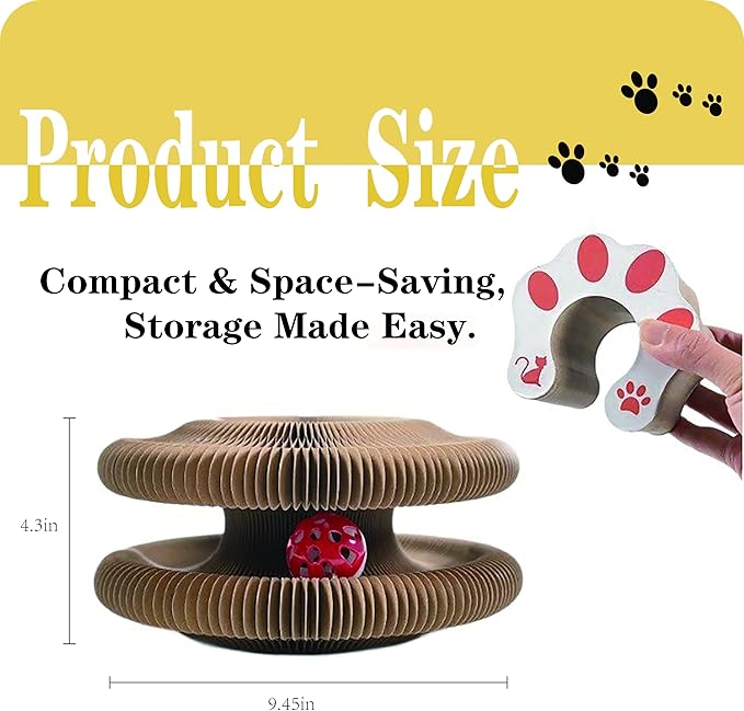 1 PCS Kitty Curlz, a cat Toy Designed specifically for Indoor Cats, is a Magical Accordion-Style cat Scratching Board Toy Equipped with Balls and Bells. (1)