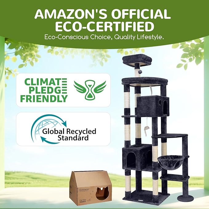 Globlazer Giant Cat Tree, 83 inch Cat Tree for Indoor Cats Large Adult, XXL Cat Tower with 9 Scratching Posts for 20lb+ Heavy Duty Large Adult Cats, F83, Dark Grey