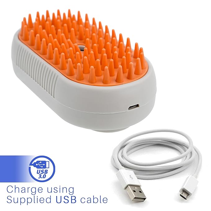 Pet Hair Removal Steam Brush With Enhanced Spray - Long Comb for Shedding - Cloud Care Water Brush for Long & Short Hair - Ideal for Indoor Cats & Dogs