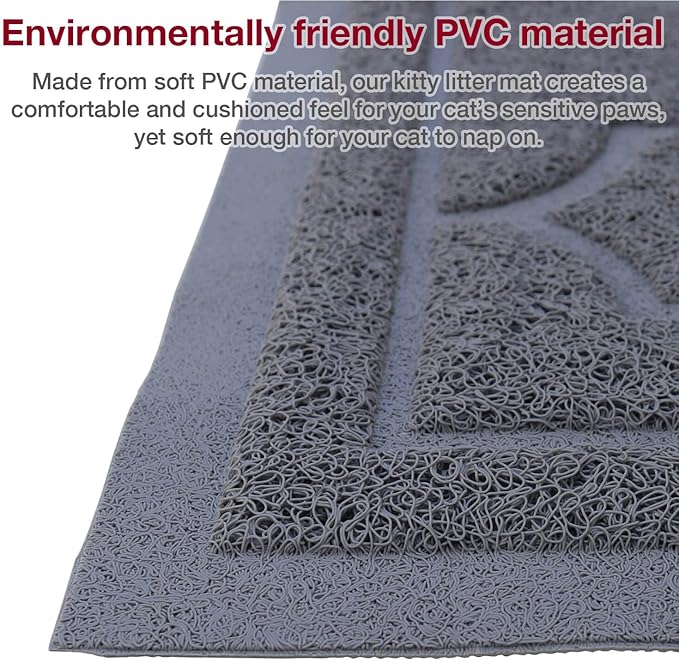 Cat Litter Mat for Box, Non-Slip, Less Waste Cat Litter Box Mat,Door mats, Entrance mats，Waterproof, Anti Slip, and pet Urine Resistant，47" x 36" Grey