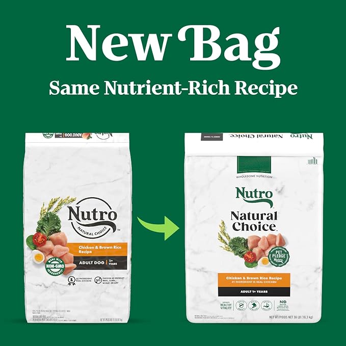 Nutro Natural Choice Adult Dry Dog Food, Chicken and Brown Rice Recipe, 36 lb Bag