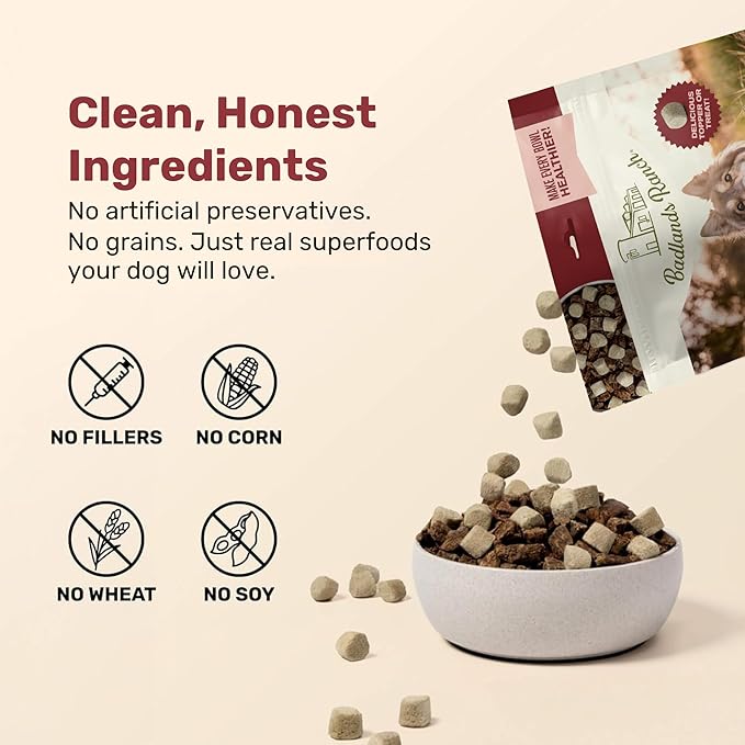 Superfood Nuggets- Premium, Freeze-Dried raw Dog Food Topper or Treat. Powerful Nutrient-Dense Ingredients. No Artificial additives. Bison and Kale Formula 8oz - 4pk Bundle