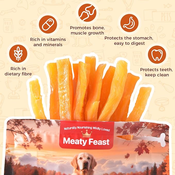 Sweet Potato Dog Treats for Small Medium & Large Dogs, Single Ingredient Healthy Natural Low Fat Dog Chews, Vegan Soft Puppy Training Snacks, Grain Free Rawhide Free Gluten Free, 10.58oz