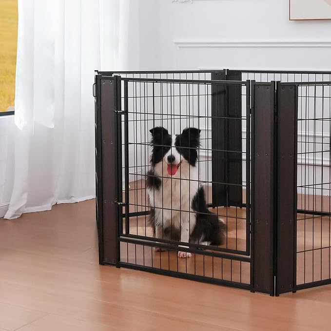 Heavy Duty Dog Playpen 35.4 Inch Height - Indoor Outdoor Pet Fence Enclosure for Medium and Small Dogs - Foldable Puppy Exercise Pen for Indoor and RV Camping or Yard (6 Panels, 35.4" H (Black))