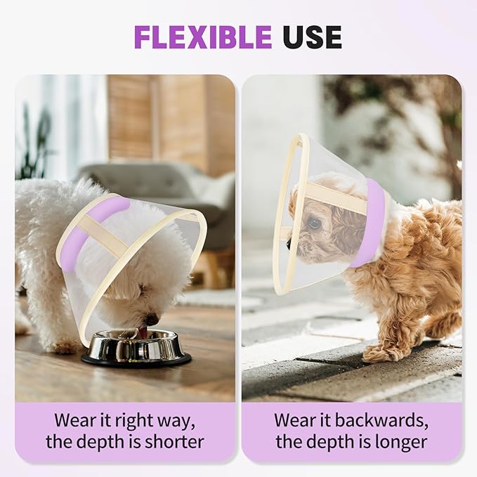 Soft Dog Cone Collar to Stop Licking-Adjustable Comfortable Mesh Recovery Collar After Surgery for Small Miniature Dogs, Alternative to Plastic Elizabethan Collar for Neuter Incision Care (Purple,M)